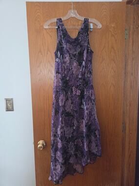 Jessica Howard Y2k Purple Black Floral Sparkle 90s Whimsigoth Fairy Prom 10 EUC